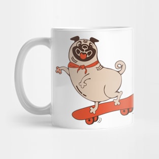 Funny animal character skateboarding pug Mug